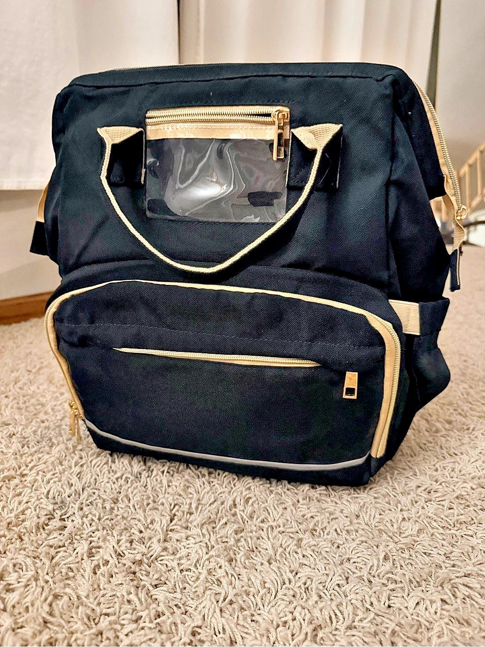 Black & Gold Convertible Diaper Backpack